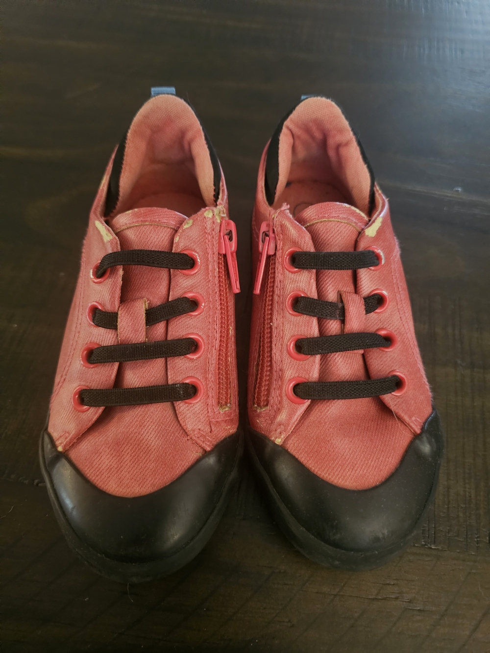Cat & Jack Coral Canvas Sneakers with Black Toe Cap